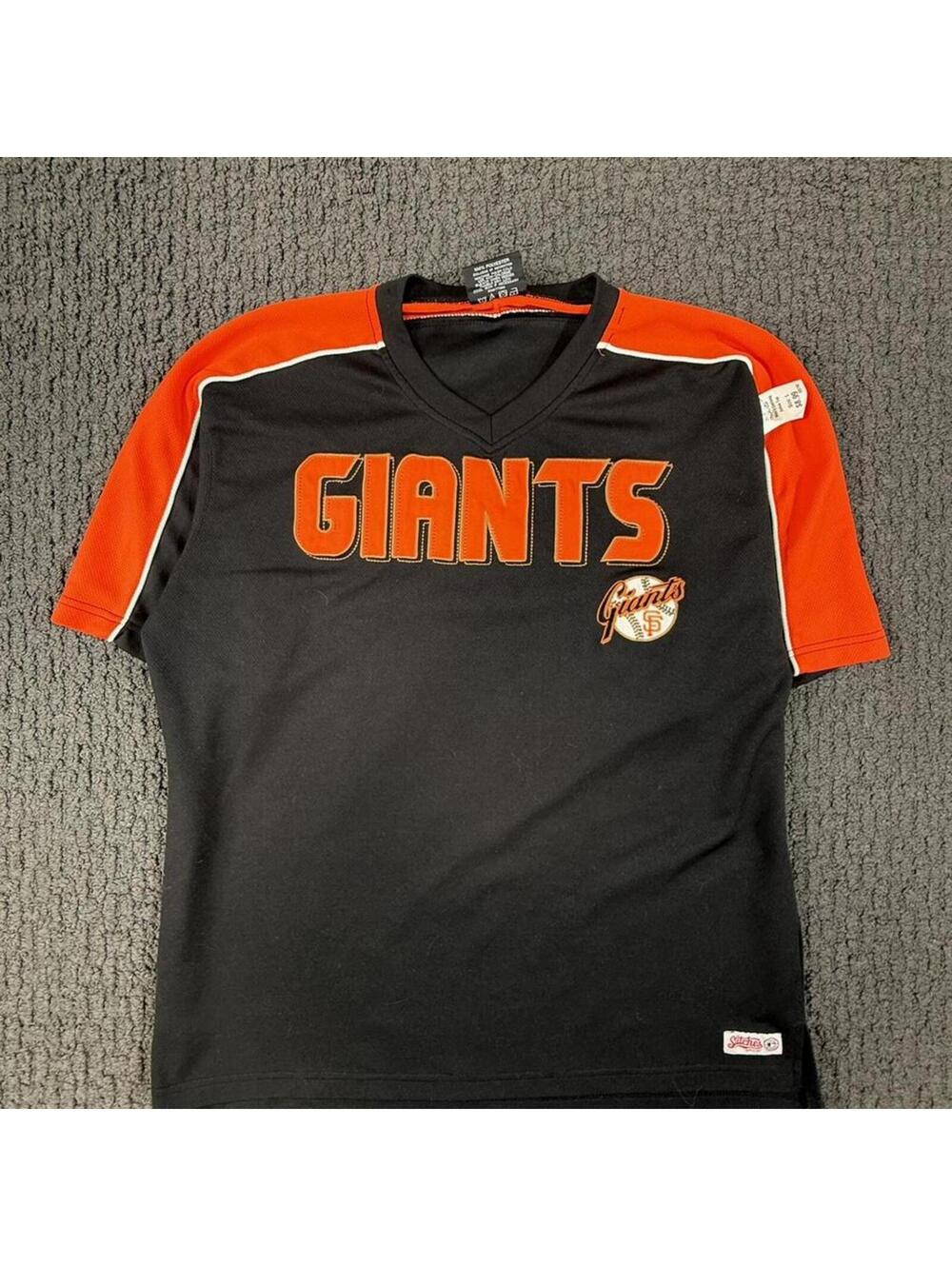 STITCHES Athletic Gear San Francisco Giants Orange Black T Shirt L